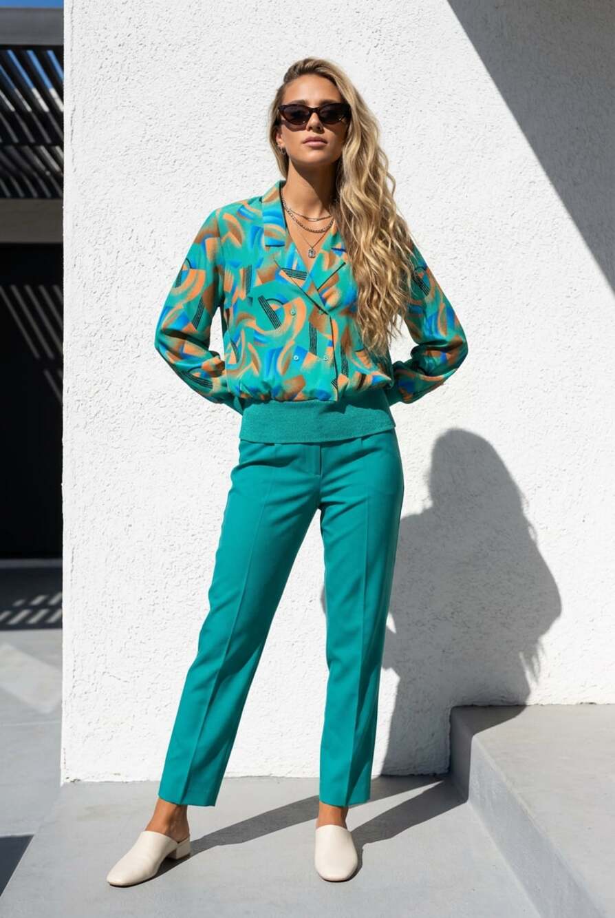 Vintage Castlebrook Abstract Print Blouse Size 10